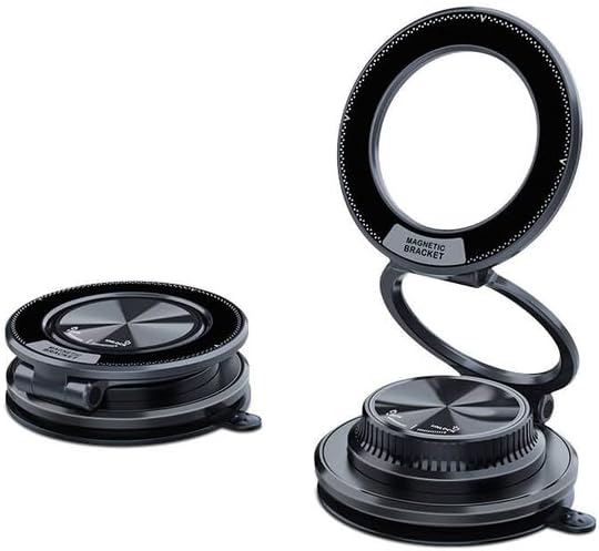 Strong Magnetic Car Phone Holder, Hands-Free Mount with Super Suction Cup & Multi-Angle View, Portable for Car Dashboard & Flat Surfaces, Compatible with iPhone & Android Phones (Black)