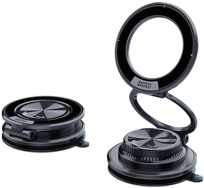 Strong Magnetic Car Phone Holder, Hands-Free Mount with Super Suction Cup & Multi-Angle View, Portable for Car Dashboard & Flat Surfaces, Compatible with iPhone & Android Phones (Black)