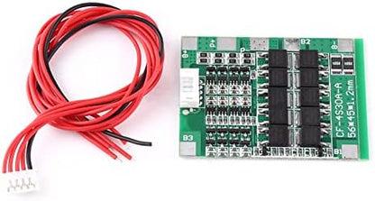 Walfront 18650 Battery PCB Board 4Series 30A 14.8V High Current Balance Protection with Wire Green for Li-ion Lithium Battery Cell