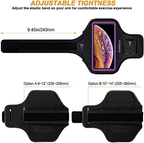 Armband for iPhone 17/17 Pro/16/16 Pro/15/15 Pro/14/14 Pro/13/13 Pro/12/12 Pro/11/XR,Sweatproof Running Exercise Bag with Card Slot for iPhone 16,15,14,13,12,11,iPhone XR(Purple)