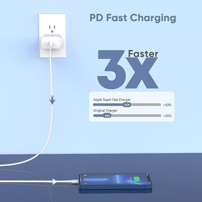 Fast Charger iPhone,10FT iPhone Charger,Long 10Feet Fast Apple Charger USB C to Lightning Cable Cord 2Pack Type C Wall Charger Box Block Plug for iPhone 14/14 Pro Max/14 Plus/13/13 Mini/12/11/X/XR/SE