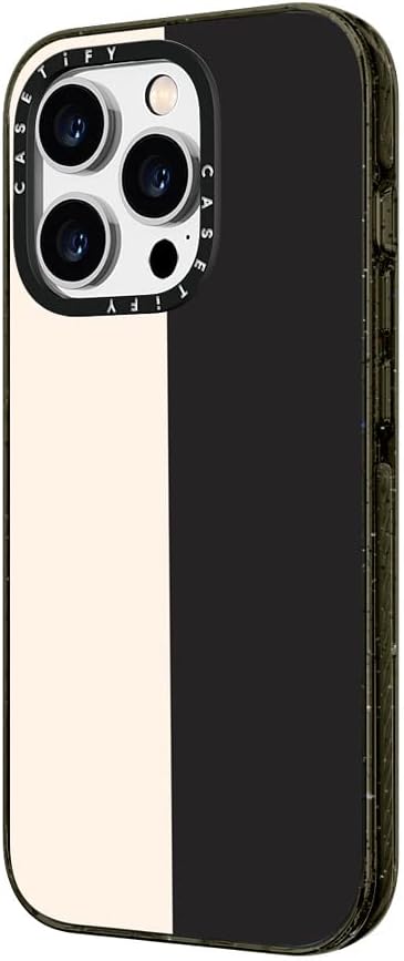 CASETiFY Impact iPhone 14 Pro Max Case [4X Military Grade Drop Tested / 8.2ft Drop Protection/Compatible with Magsafe] - White/Black Colorblock - Glossy Black