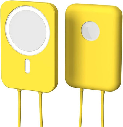 2 Pack DAYJOY Soft Liquid Silicone Protective Case Cover Compatible with Apple MagSafe Battery Pack, Slim and Lightweight Anti-Scratch Shockproof Skin Sleeve with Lanyard (Green+Yellow)
