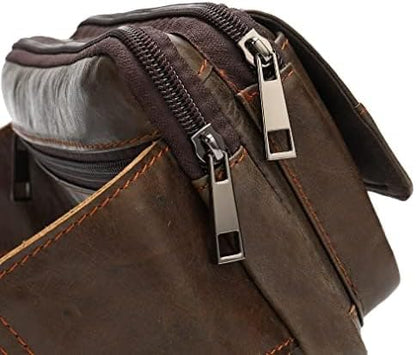 Hebetag Leather Fanny Pack Waist Bag for Men Women Travel Hiking Running Hip Bum Belt Vintage Retro Pouch Cell Phone Purse Wallet (Brown)