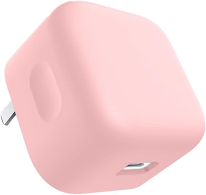 Case for Apple 40W Charger, WUNIAK Soft Silicone Protective Portable Scratch Shock Resistant Shell,Pink
