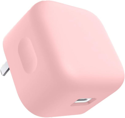 Case for Apple 40W Charger, WUNIAK Soft Silicone Protective Portable Scratch Shock Resistant Shell,Pink