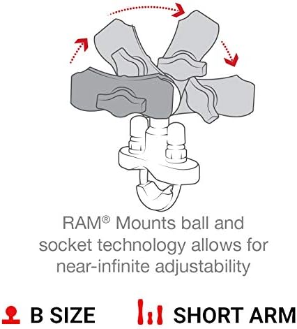 RAM MOUNTS X-Grip Small Phone Mount with Handlebar U-Bolt Base RAM-B-149Z-A-UN7U with Short Arm for Motorcycle, ATV/UTV, Bike