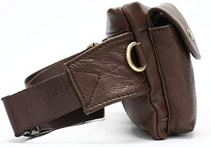 Hebetag Leather Waist Bag Fanny Pack for Men Women Travel Outdoor Sports Hunting Hiking Climbing Multi-Purpose Hip Bum Belt Slim Cell Phone Purse Wallet Casual Pouch