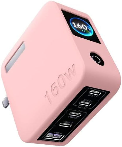 Protective Silicone Skin Cover for UGREEN 160W Charger Soft Durable Dustproof Anti-Scratch Shockproof Drop-Resistant Sleeve Case Accessories (Pink)