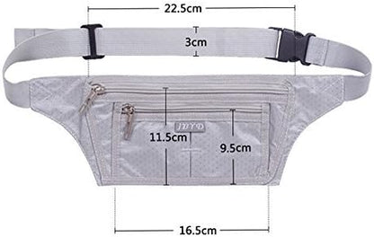 Naoki Outdoor Sports Running Jogging Cycling Hiking Camping Climbing Travel Ultra-thin Waterproof Polyester Waist Pack/Bag Runner Belt(Silver)