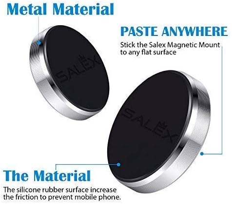 Magnetic Phone Mounts 2 Pack with 3M Adhesive. Black Flat Cell Phone Holder for Car Dashboard, Truck, Wall, Mirror, Table. Universal Low Profile Stick on Magnet Set for Tablet Smartphone, Mobile