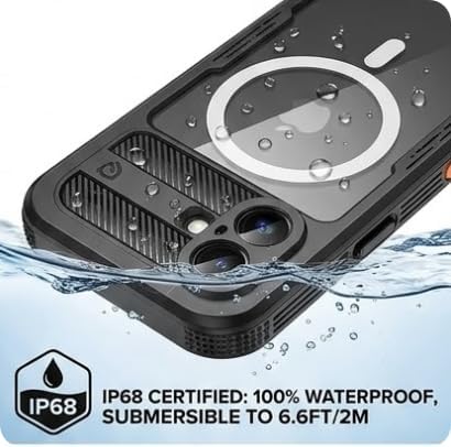 Quovellion Phone Case for iPhone 17 (6.3"), IP68 Waterproof & Dustproof Cover, Full-Body Heavy Duty Rugged Protection with Built-in Screen Protector, Black/Clear