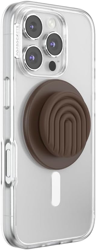 PopSockets Phone Grip for MagSafe, Magnetic Holder, Phone Stand, Brown - Curves Cocoa