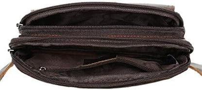 Hebetag Leather Fanny Pack Waist Bag for Men Women Travel Hiking Running Hip Bum Belt Vintage Retro Pouch Cell Phone Purse Wallet (Brown)