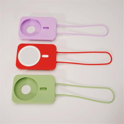 2 Pack DAYJOY Soft Liquid Silicone Protective Case Cover Compatible with Apple MagSafe Battery Pack, Slim and Lightweight Anti-Scratch Shockproof Skin Sleeve with Lanyard (red+Pink)