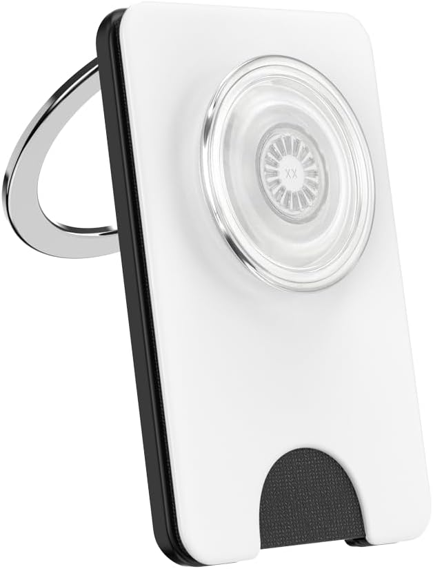 PopSockets Kick-Out Wallet for MagSafe, Adjustable Kickstand, Magnetic Stand, White - White