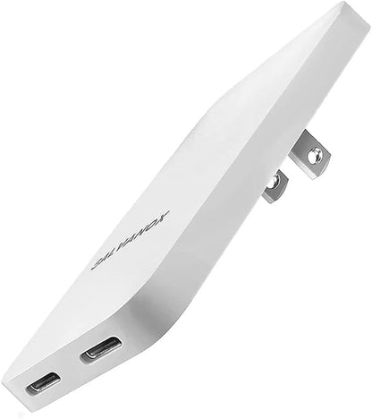(3 Pack) Galvanox Dual USB-C Flat Wall Charger - Fast Charging Ultra Slim Outlet Plug, Multi Port Type C for iPhone 13, 14, iPhone 15 Pro Max and Samsung Galaxy Phones (20W)