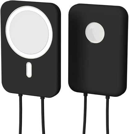 2 Pack DAYJOY Soft Liquid Silicone Protective Case Cover Compatible with Apple MagSafe Battery Pack, Slim and Lightweight Anti-Scratch Shockproof Skin Sleeve with Lanyard (Black+Blue)