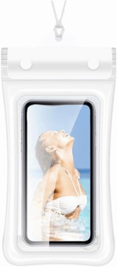 Floating Waterproof Phone Case Full View Swimming Bag Transparent Dry Cover for Underwater Snow Rainforest Use(White)