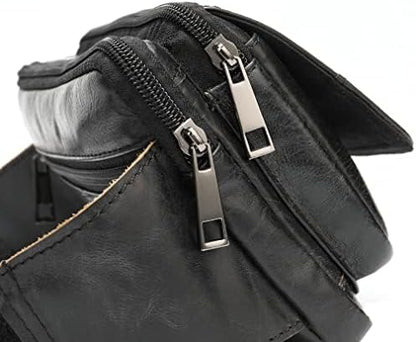 Hebetag Leather Waist Pack Fanny Bag for Men Women Outdoor Travel Sports Running Walking Hiking Hip Bum Belt Slim Cell Phone Purse Casual Waist Wallet Pouch (#13Black)