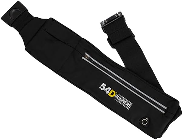 54D Slim Running Belt,Fanny Pack,Waist Pack Bag, Reflective Runners Belt, Jogging Pocket Belt, Travelling Money Phone Holder for Running, Black.