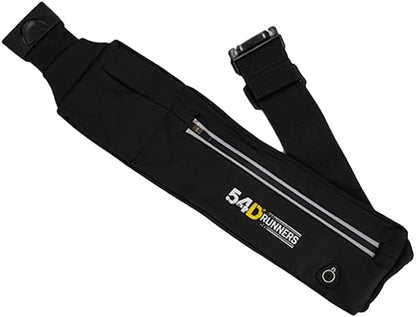 54D Slim Running Belt,Fanny Pack,Waist Pack Bag, Reflective Runners Belt, Jogging Pocket Belt, Travelling Money Phone Holder for Running, Black.