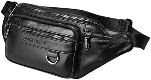 Leather Fanny Pack Waist Bag for Men Women Outdoor Travel Hiking Camping Walking Running Hip Bum Belt Slim Cell Phone Purse Wallet Pouch (#03Black)