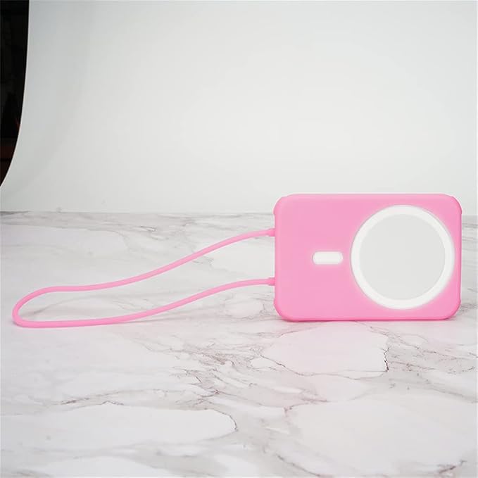 2 Pack DAYJOY Soft Liquid Silicone Protective Case Cover Compatible with Apple MagSafe Battery Pack, Slim and Lightweight Anti-Scratch Shockproof Skin Sleeve with Lanyard (red+Pink)