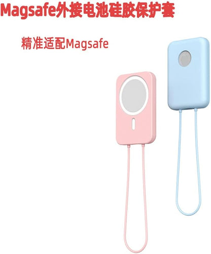 2 Pack DAYJOY Soft Liquid Silicone Protective Case Cover Compatible with Apple MagSafe Battery Pack, Slim and Lightweight Anti-Scratch Shockproof Skin Sleeve with Lanyard (red+Pink)