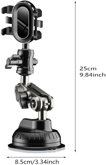 Ultra-Strong Suction Cup Phone Mount for Car - Anti-Shock & Noiseless Dashboard & Windshield Holder, 360° Adjustable Hands-Free Mount for All Smartphone (02)