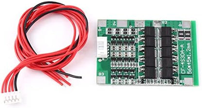 Walfront 18650 Battery PCB Board 4Series 30A 14.8V High Current Balance Protection with Wire Green for Li-ion Lithium Battery Cell
