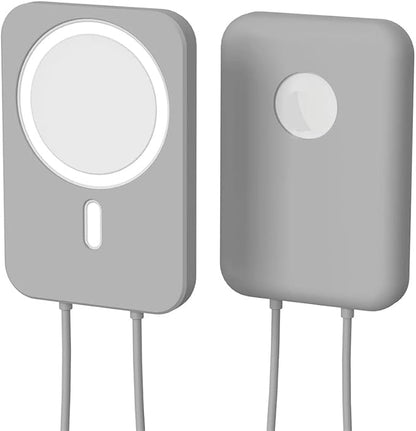 2 Pack DAYJOY Soft Liquid Silicone Protective Case Cover Compatible with Apple MagSafe Battery Pack, Slim and Lightweight Anti-Scratch Shockproof Skin Sleeve with Lanyard (Grey+White)