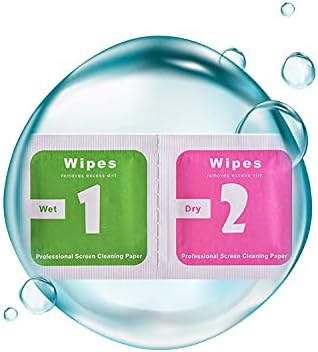 100pcs(50set) Dry Wet Cleaning Wipes Paper Dust Removal Papers LCD Screens for Tempered Glass Camera Lens, 6.0 x 6.0cm