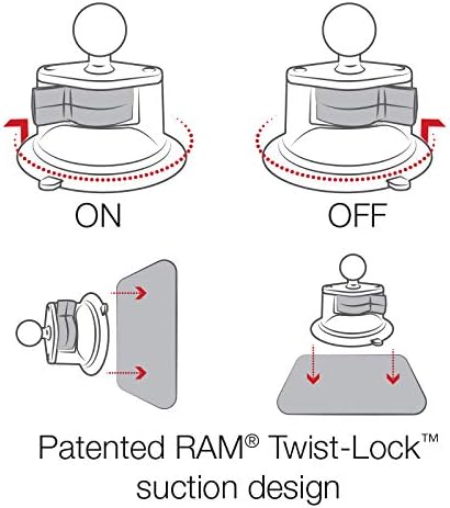 RAM Mounts Twist-Lock Suction Cup Base RAP-224-1U Compatible with RAM B Size 1" Ball Components