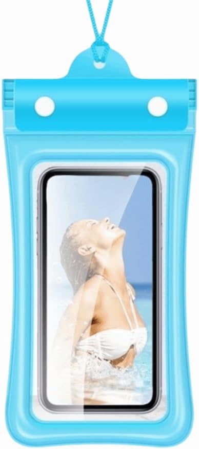Floating Waterproof Phone Case Full View Swimming Bag Transparent Dry Cover for Underwater Snow Rainforest Use(Black)