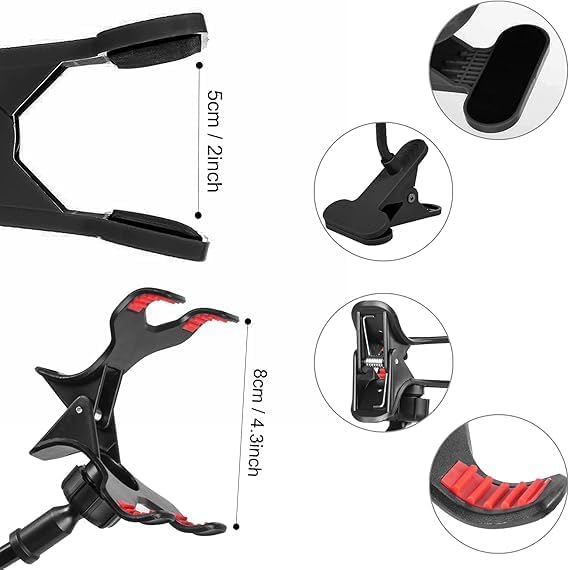 ITART Plastic Flexible Long Arms Gooseneck Clip Clamp Stand Universal Cell Phone Holder - Black