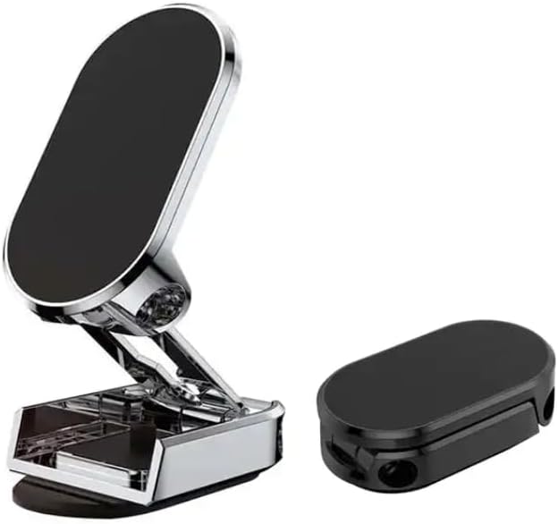 Magnetic Car Phone Holders - Foldable & Retractable Arms, N52 Magnets, 360° Rotation, Strong VHB Dashboard Adhesion, Universal Compatibility (2-Pack)