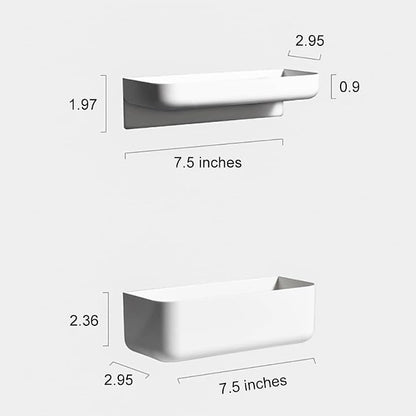 Adhesive Plastic Floating Shelf Stick on Wall Mounted Shower Caddy Shower Organizer for Bathroom Kitchen Bedside Extra Storage Needed (2pcs Tall)