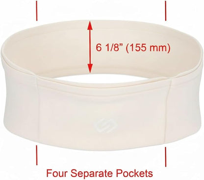 Sporteer VersaMax Anti-Theft Running Belt - Secure Double-Flap Waist Pack - Fits All Mobile Phones - Pickpocket-Proof Travel Money Belt & Medical Device Holder - Premium Nylon Spandex (Neutral, XL)