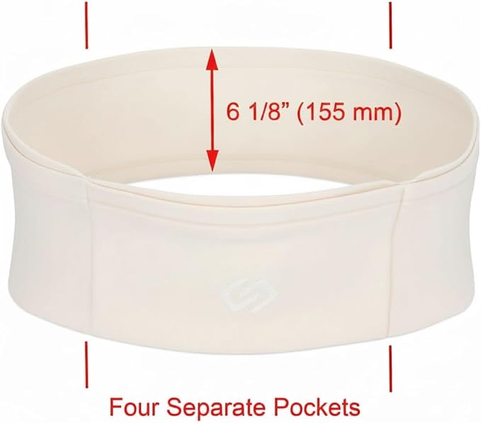 Sporteer VersaMax Anti-Theft Running Belt - Secure Double-Flap Waist Pack - Fits All Mobile Phones - Pickpocket-Proof Travel Money Belt & Medical Device Holder - Premium Nylon Spandex (Neutral, Small)