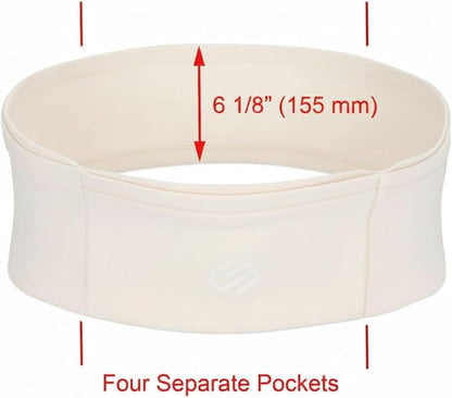 Sporteer VersaMax Anti-Theft Running Belt - Secure Double-Flap Waist Pack - Fits All Mobile Phones - Pickpocket-Proof Travel Money Belt & Medical Device Holder - Premium Nylon Spandex (Neutral, Large)
