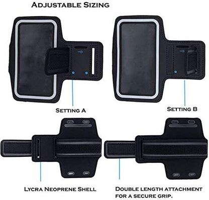 Running Armband Sports Gym Strap Workout Case Cover Band Compatible with Samsung Galaxy A20, A50, A71 5G, J7 (2018) Refine, Note 10 Plus, 8, 9, S10 5G, Plus, S20 Plus, S8 Plus, S9 Plus