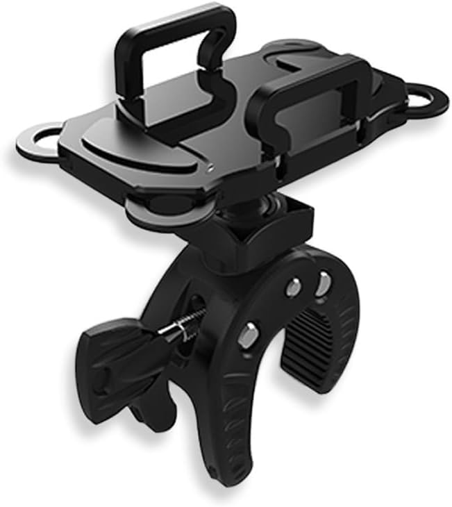 XYZ Supplies® Cell Phone Mount/Holder for Boat, Motorcycle/Bike Handlebars, Microphone, Music, or Drum Stand, iPhone, Samsung, Smart Phone, (Black)