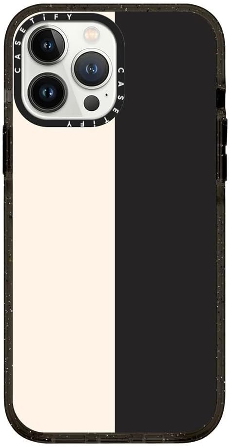 CASETiFY Impact Case for iPhone 13 Pro Max Compatible with Magsafe - White/Black Colorblock - Clear Black