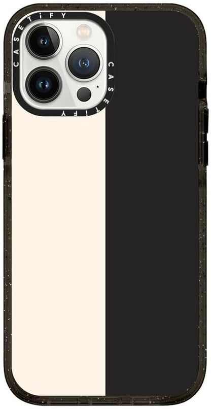 CASETiFY Impact Case for iPhone 13 Pro Max Compatible with Magsafe - White/Black Colorblock - Clear Black
