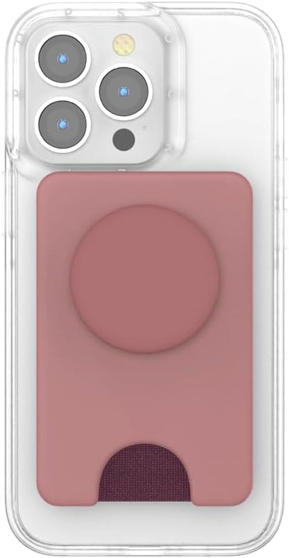 PopSockets Phone Wallet for MagSafe, Phone Card Holder with Grip, Pink - Clay
