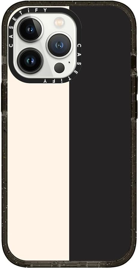 CASETiFY Impact Case for iPhone 13 Pro Compatible with Magsafe - White/Black Colorblock - Clear Black