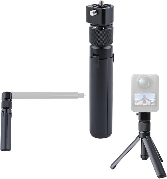 Bullet Time Handle Tripod Rotating Grip for Insta360 X5/X4/X3, DJI OSMO Pocket 3, GoPro – 360° Rotating Grip, 1/4" Thread, 6 lbs Capacity, Compact Selfie Stick & Tabletop Tripod