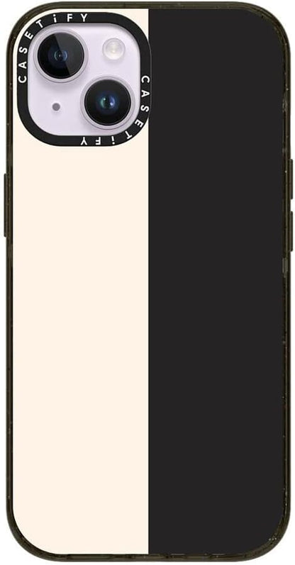 CASETiFY Impact iPhone 14 Case [4X Military Grade Drop Tested / 8.2ft Drop Protection/Compatible with Magsafe] - White/Black Colorblock - Glossy Black