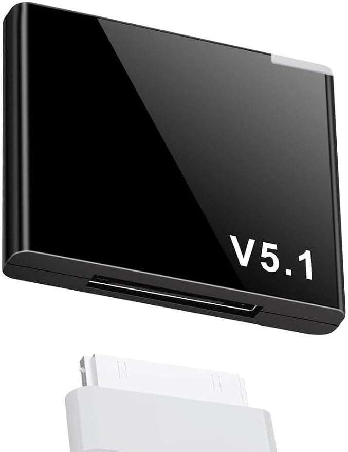 Bluetooth 5.1 30-Pin Dock Adapter, Wireless Audio Receiver for iPod iPhone Docking Stations, Black